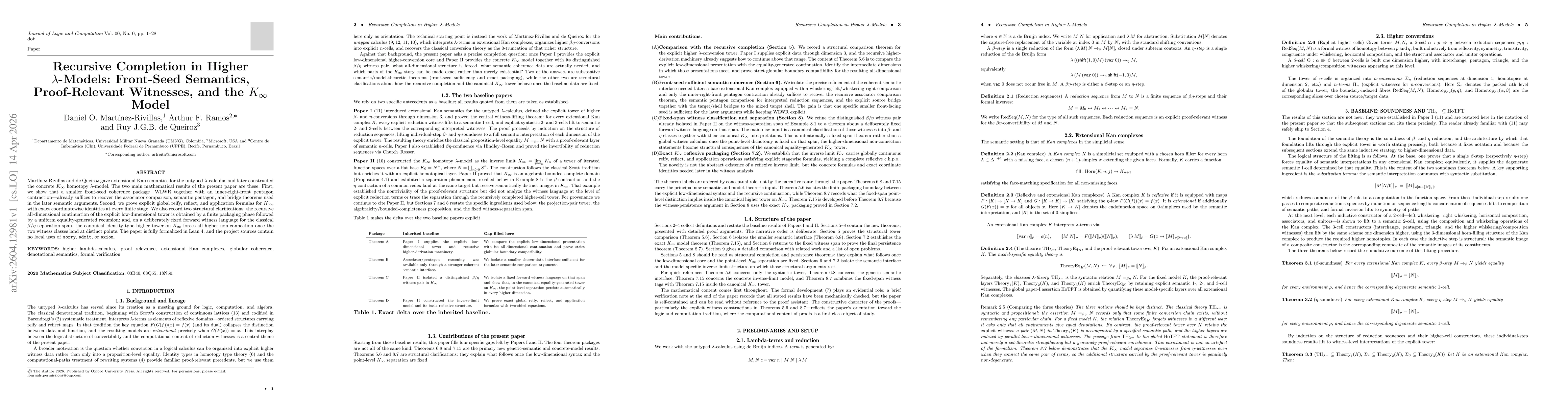 Thumbnail for Recursive Completion in Higher K-Models: Front-Seed Semantics, Proof-Relevant Witnesses, and the K-Infinity Model