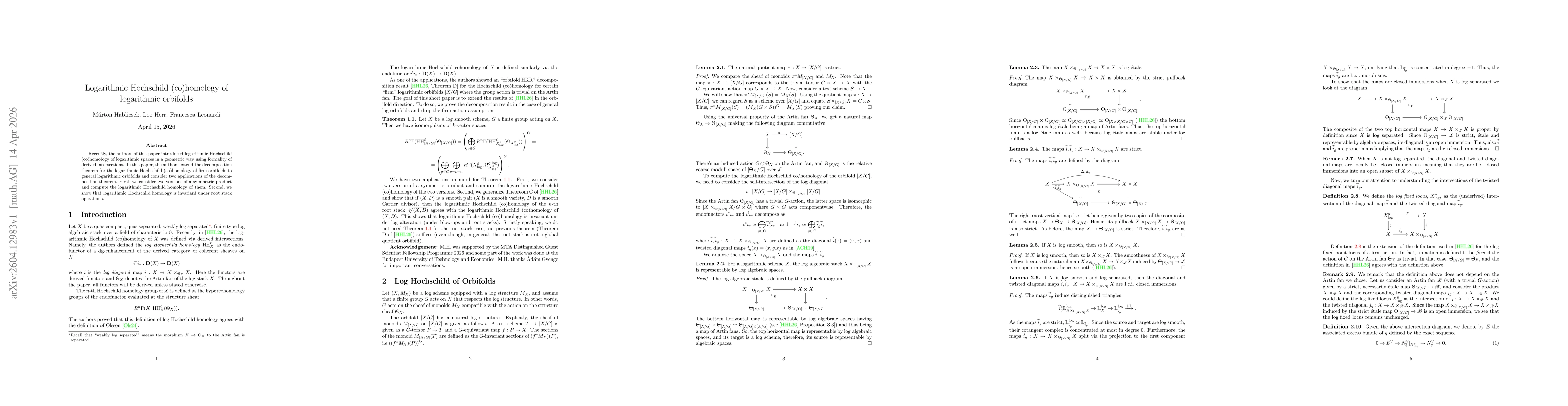 Thumbnail for Logarithmic Hochschild (co)homology of logarithmic orbifolds