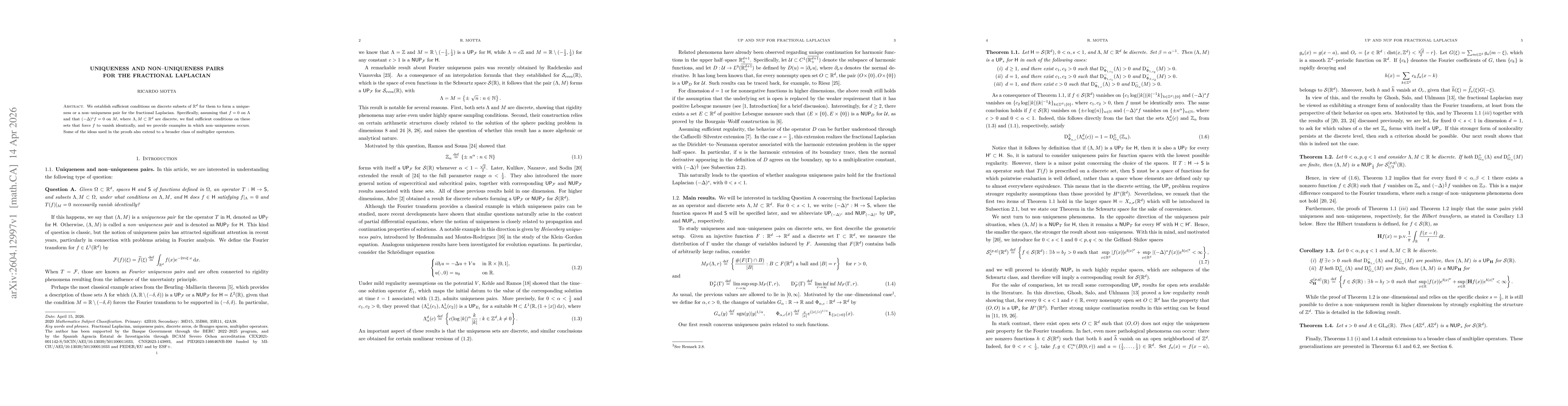 Thumbnail for Uniqueness and non-uniqueness pairs for the fractional Laplacian