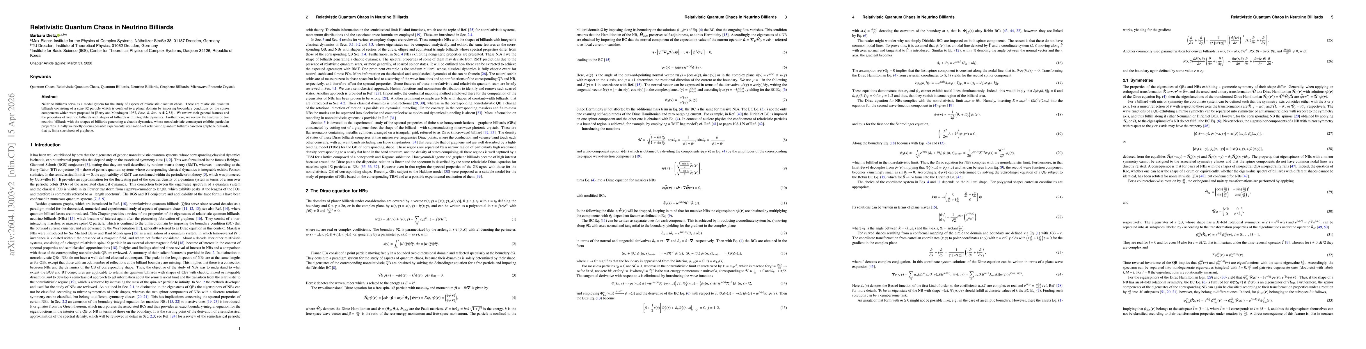 Thumbnail for Relativistic Quantum Chaos in Neutrino Billiards