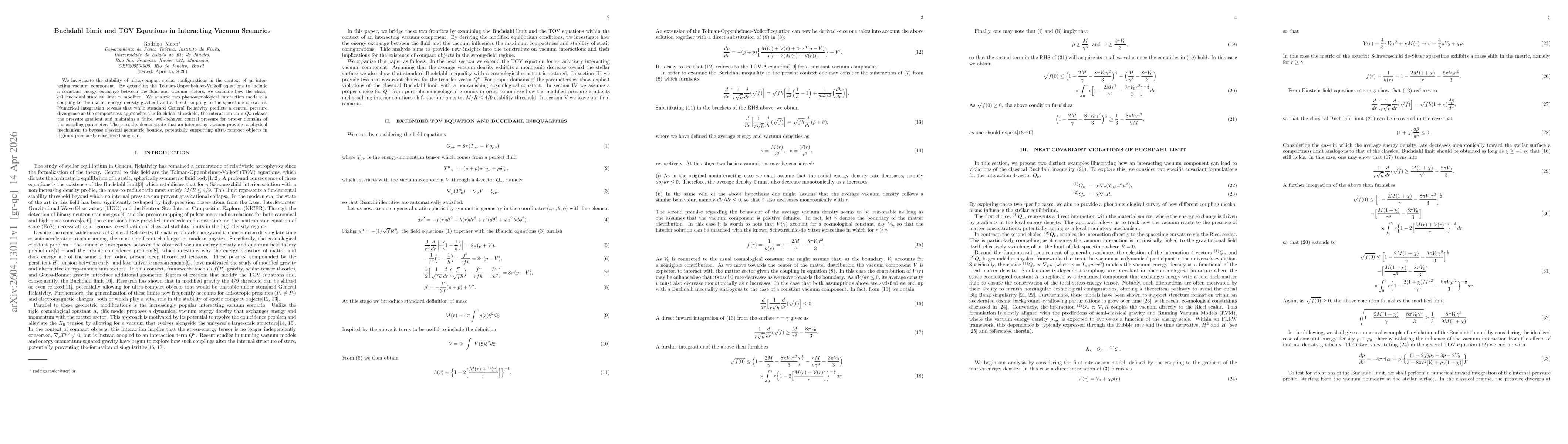 Thumbnail for Buchdahl Limit and TOV Equations in Interacting Vacuum Scenarios