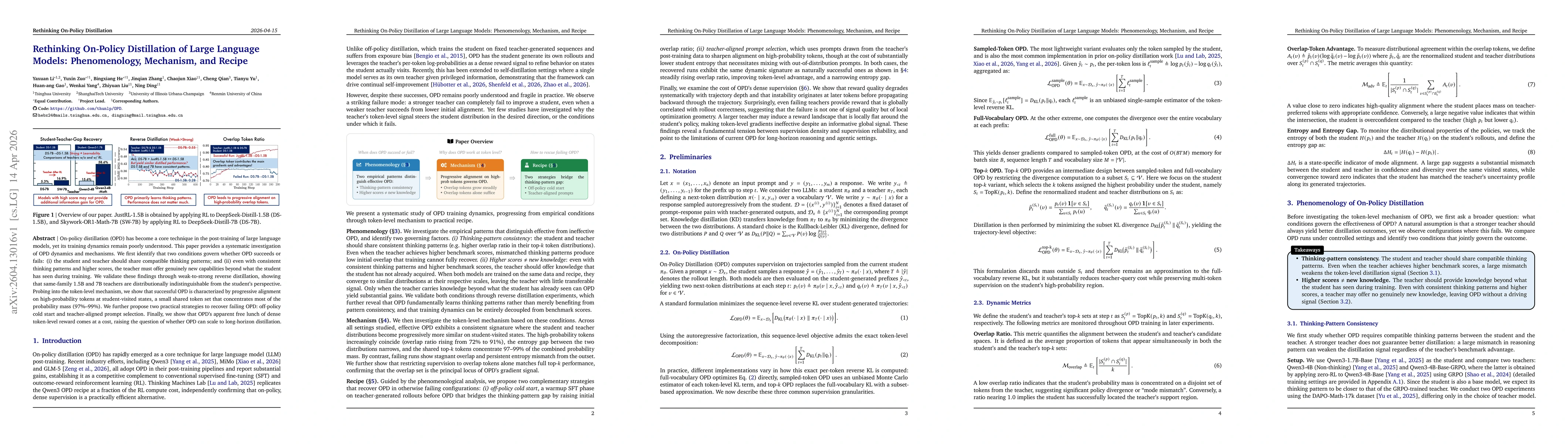 Thumbnail for Rethinking On-Policy Distillation of Large Language Models: Phenomenology, Mechanism, and Recipe