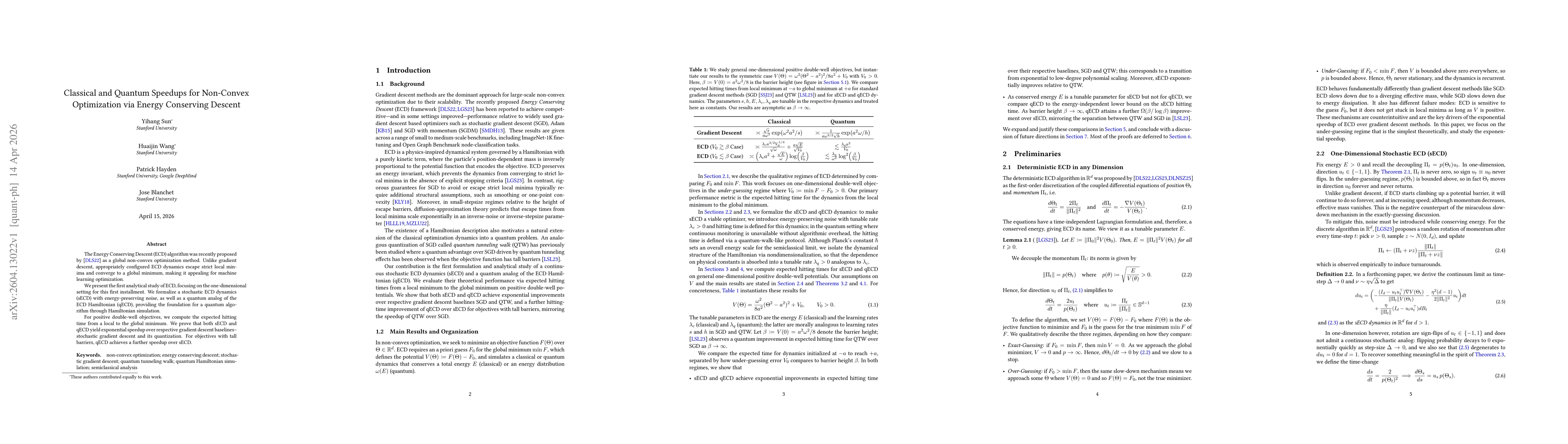 Thumbnail for Classical and Quantum Speedups for Non-Convex Optimization via Energy Conserving Descent