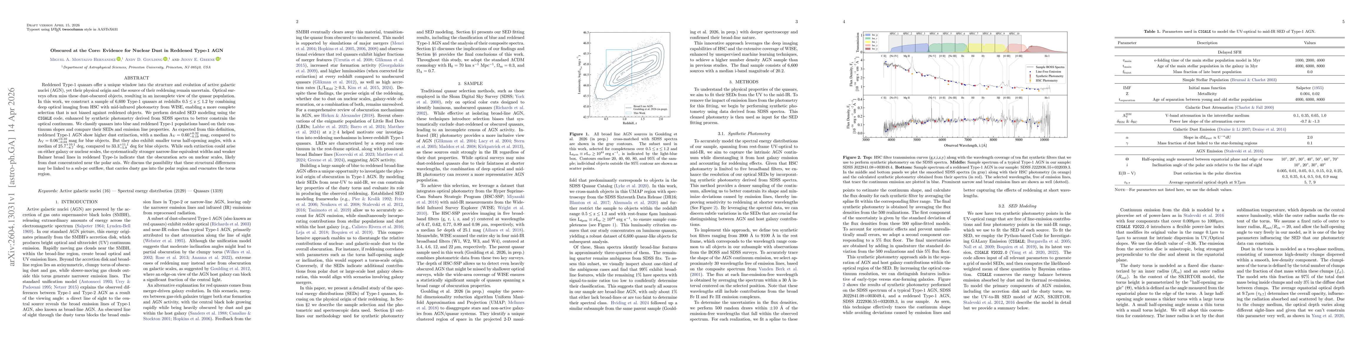 Thumbnail for Obscured at the Core: Evidence for Nuclear Dust in Reddened Type-1 AGN