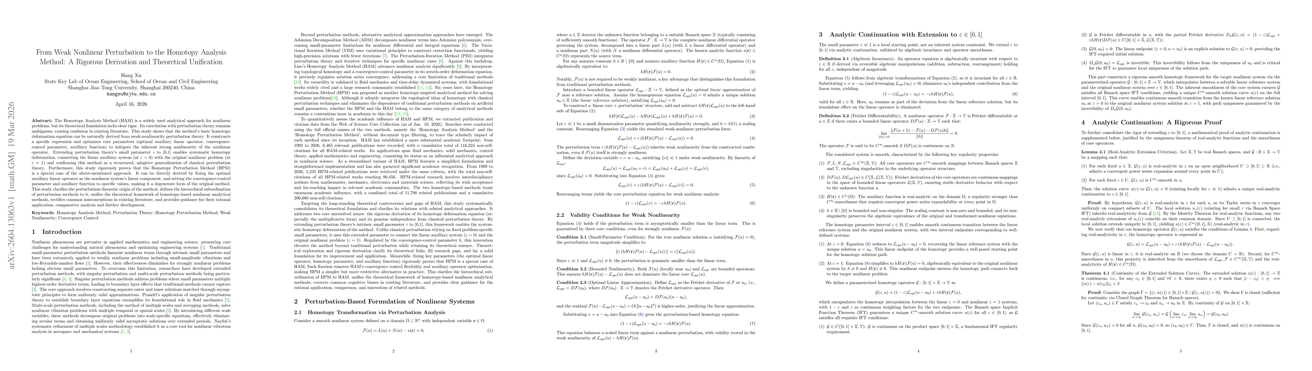 Thumbnail for From Weak Nonlinear Perturbation to the Homotopy Analysis Method: A Rigorous Derivation and Theoretical Unification