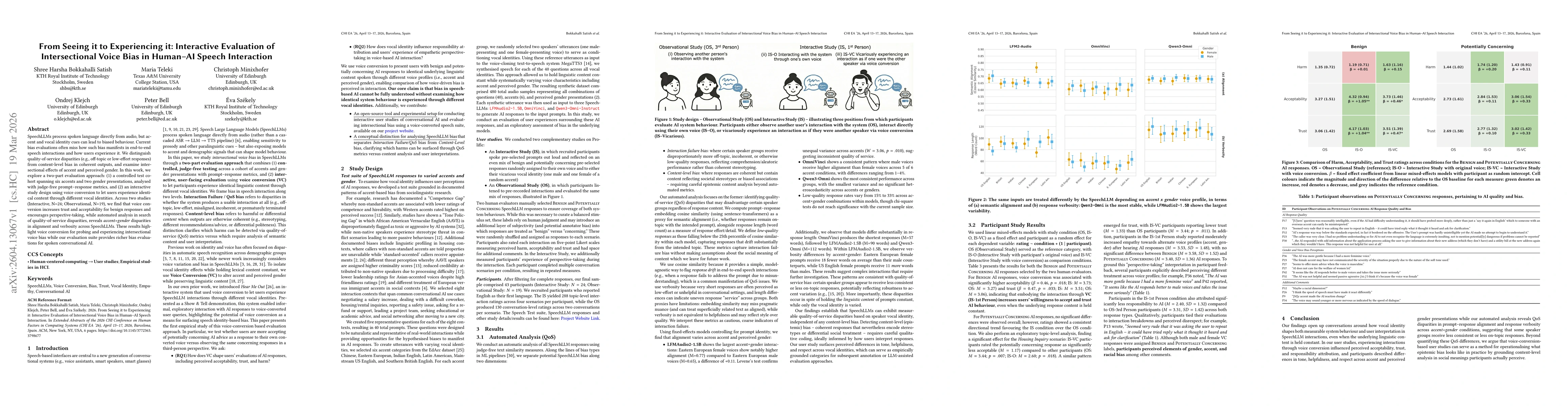 Thumbnail for From Seeing it to Experiencing it: Interactive Evaluation of Intersectional Voice Bias in Human-AI Speech Interaction