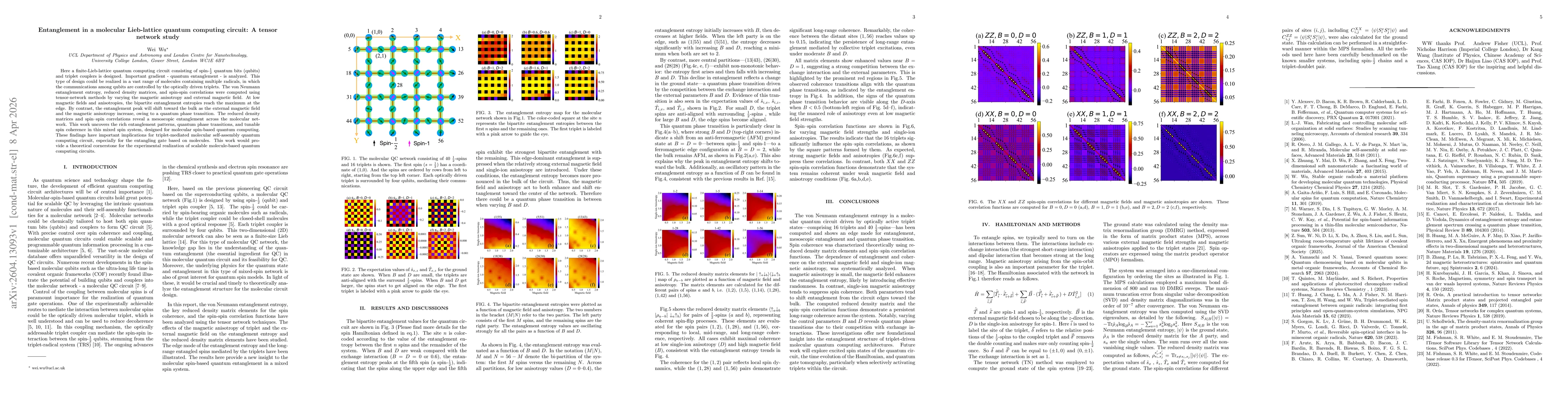 Thumbnail for Entanglement in a molecular Lieb-lattice quantum computing circuit: A tensor network study
