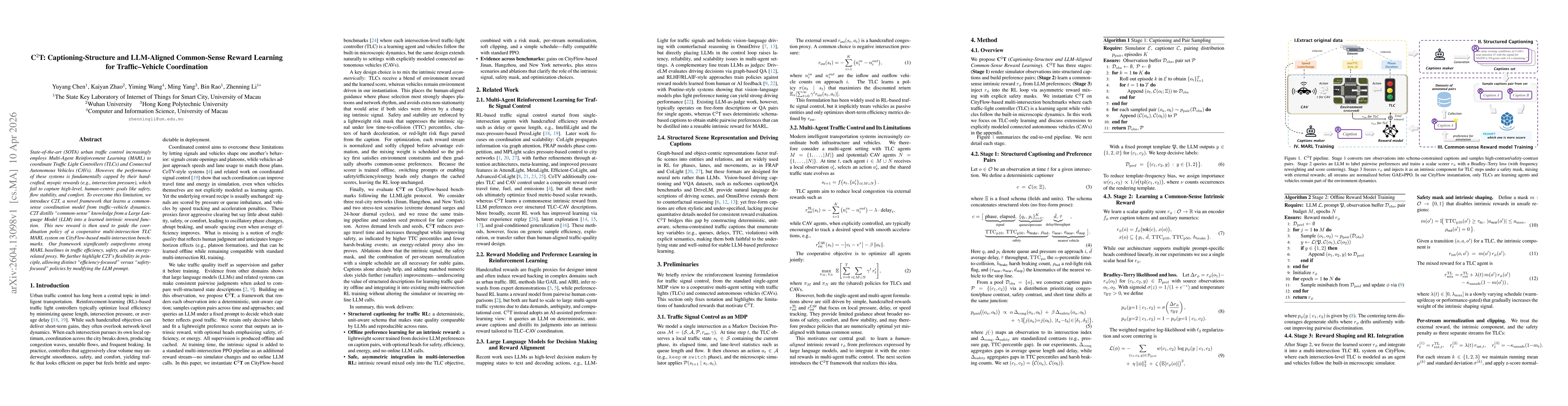 Thumbnail for C$^2$T: Captioning-Structure and LLM-Aligned Common-Sense Reward Learning for Traffic--Vehicle Coordination