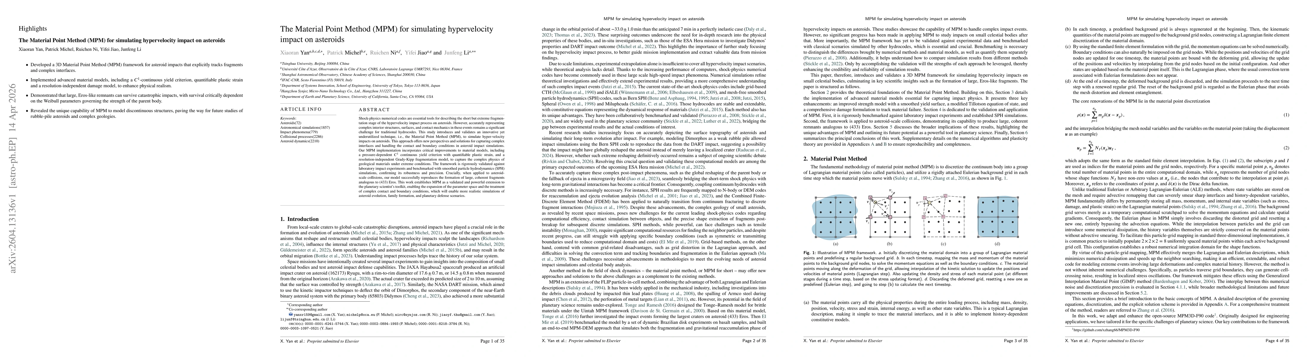 Thumbnail for The Material Point Method (MPM) for simulating hypervelocity impact on asteroids
