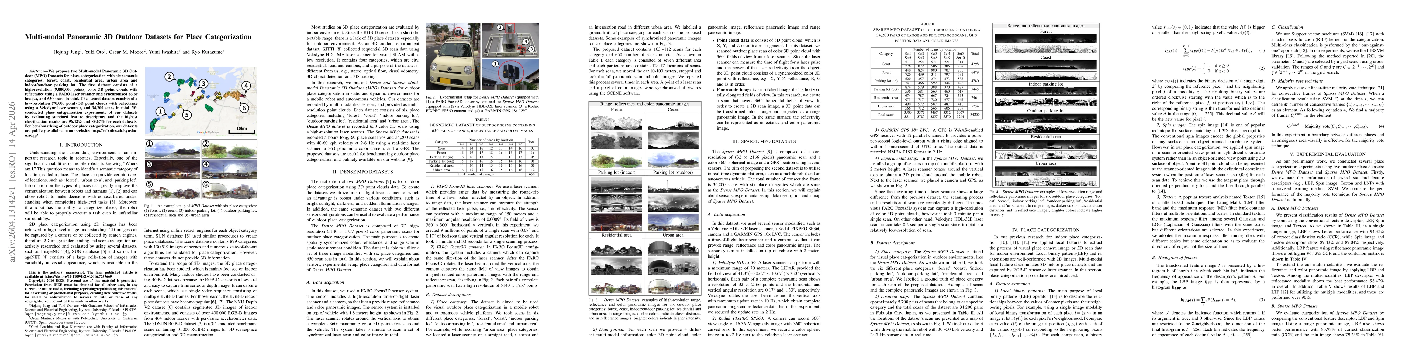 Thumbnail for Multi-modal panoramic 3D outdoor datasets for place categorization