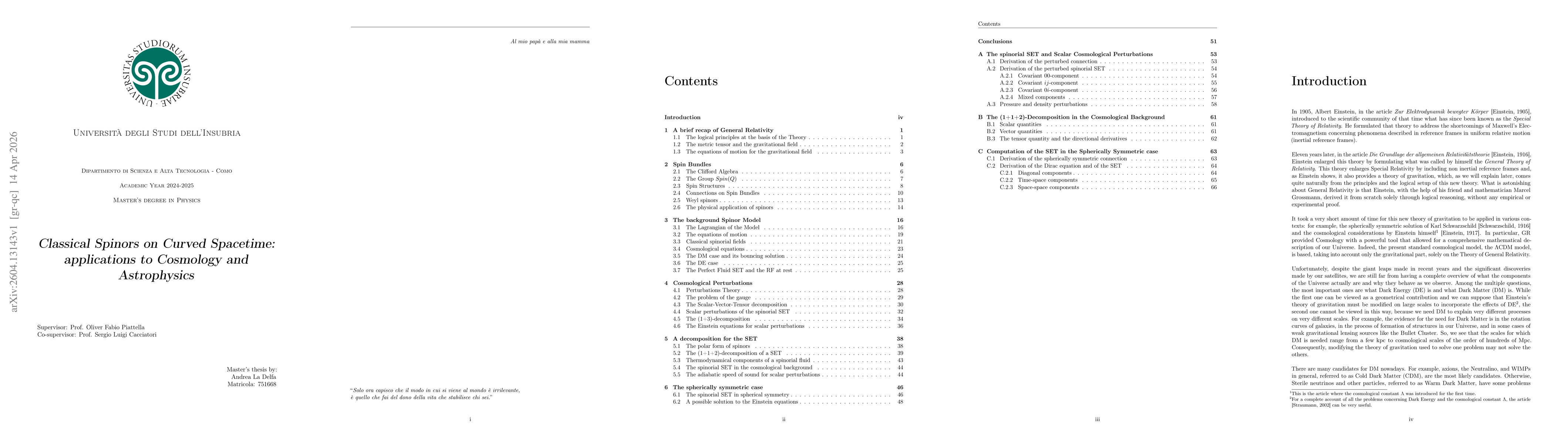 Thumbnail for Classical Spinors on Curved Spacetime: applications to Cosmology and Astrophysics