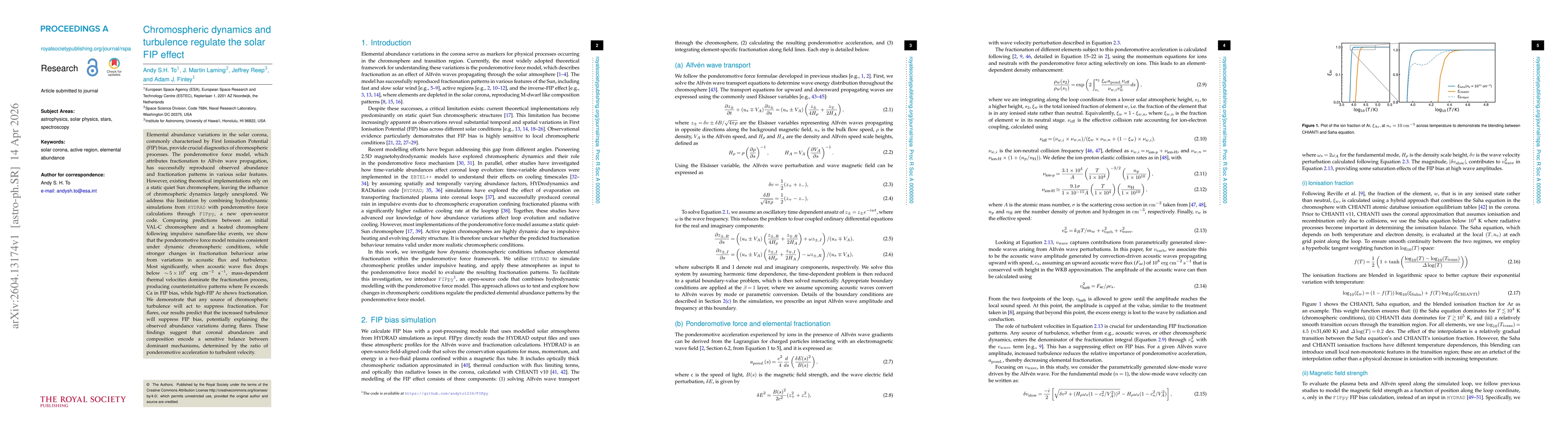 Thumbnail for Chromospheric dynamics and turbulence regulate the solar FIP effect