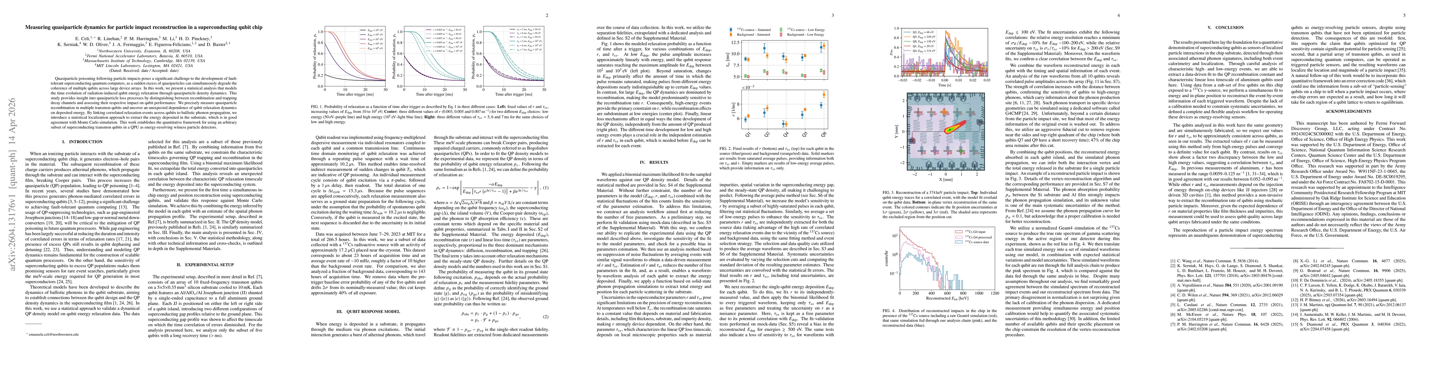 Thumbnail for Measuring quasiparticle dynamics for particle impact reconstruction in a superconducting qubit chip