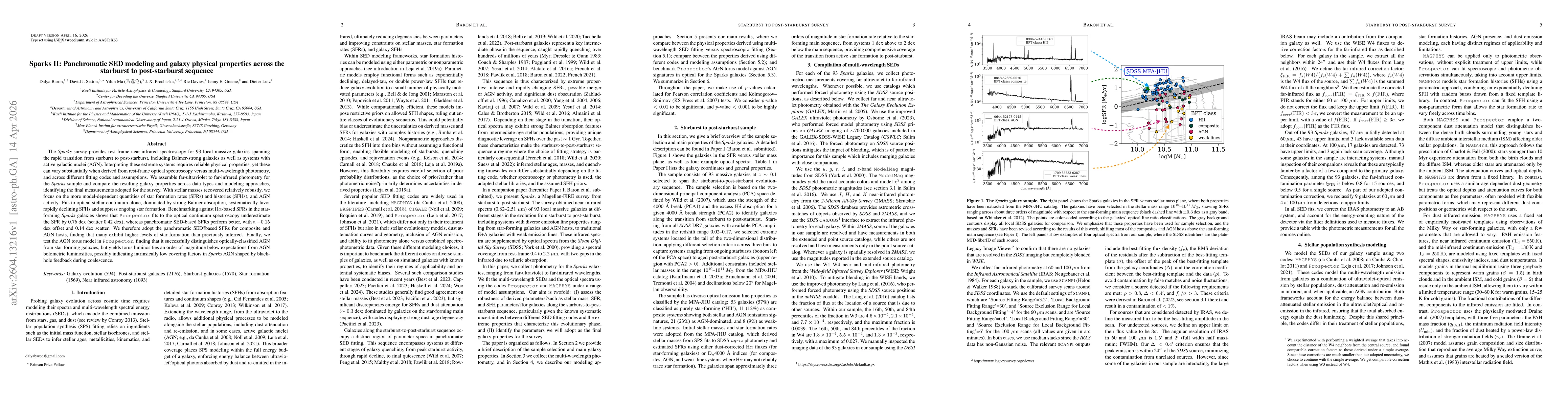 Thumbnail for Sparks II: Panchromatic SED modeling and galaxy physical properties across the starburst to post-starburst sequence