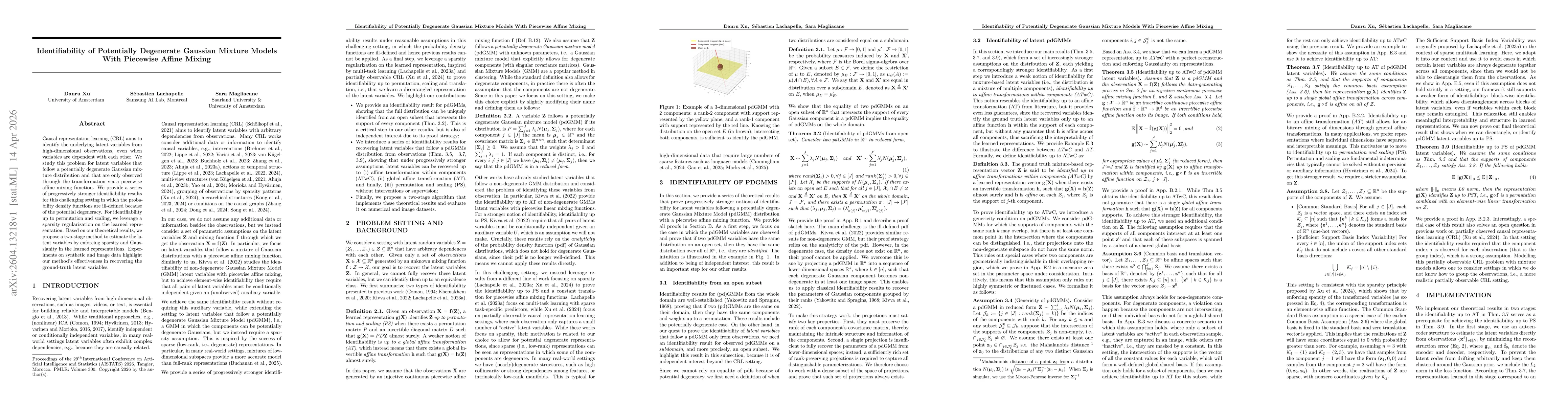 Thumbnail for Identifiability of Potentially Degenerate Gaussian Mixture Models With Piecewise Affine Mixing