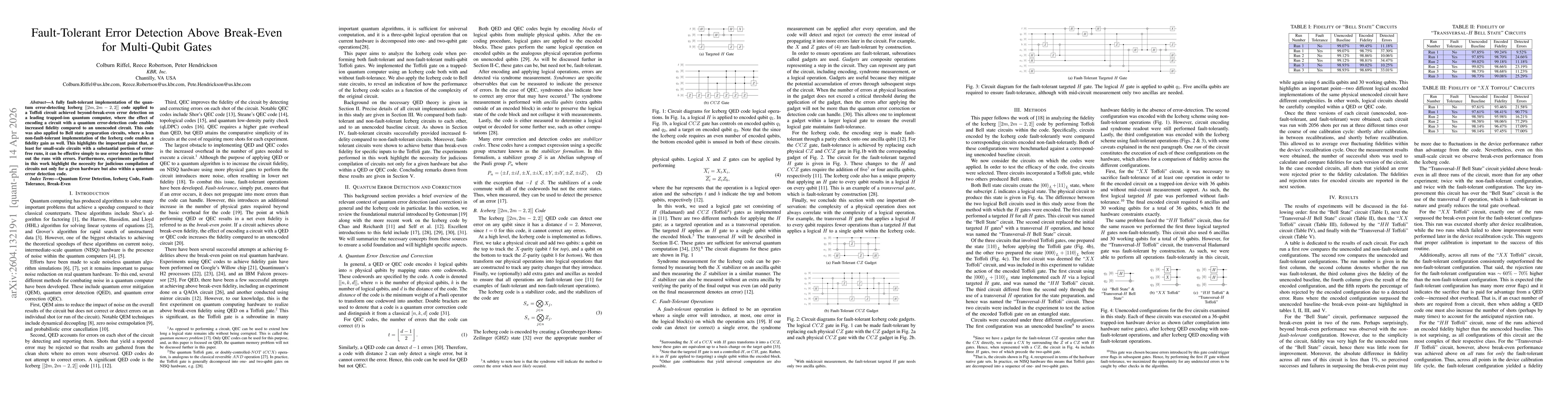 Thumbnail for Fault-Tolerant Error Detection Above Break-Even for Multi-Qubit Gates