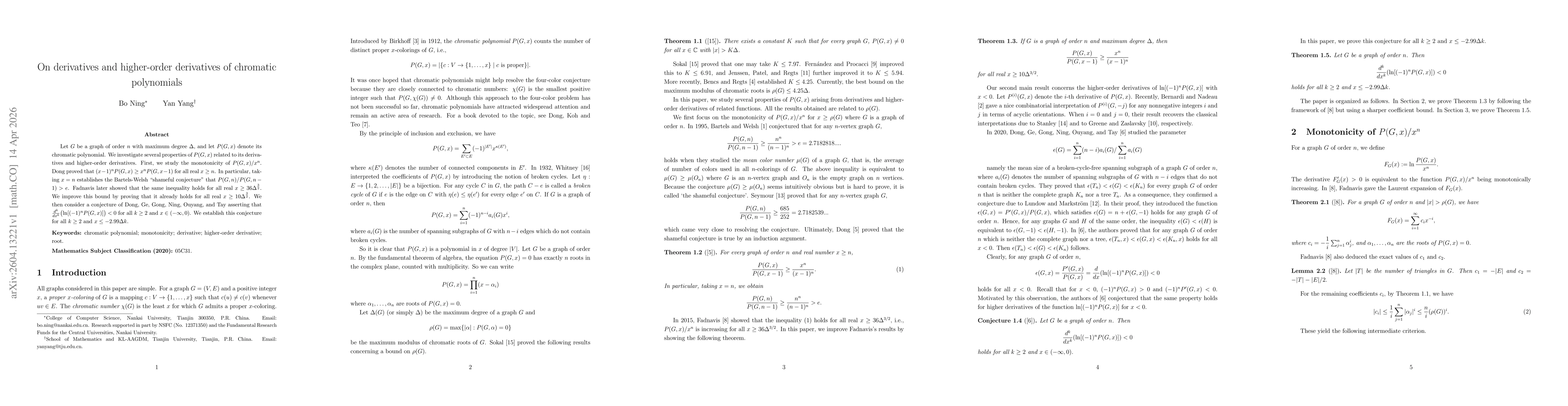 Thumbnail for On derivatives and higher-order derivatives of chromatic polynomials