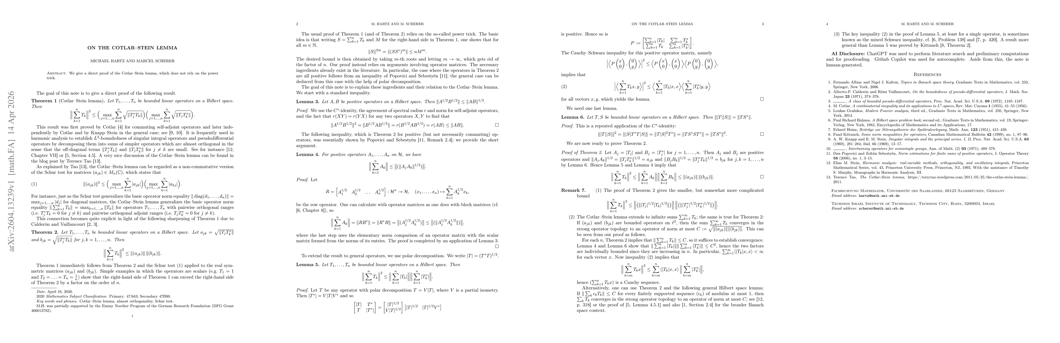 Thumbnail for On the Cotlar-Stein lemma