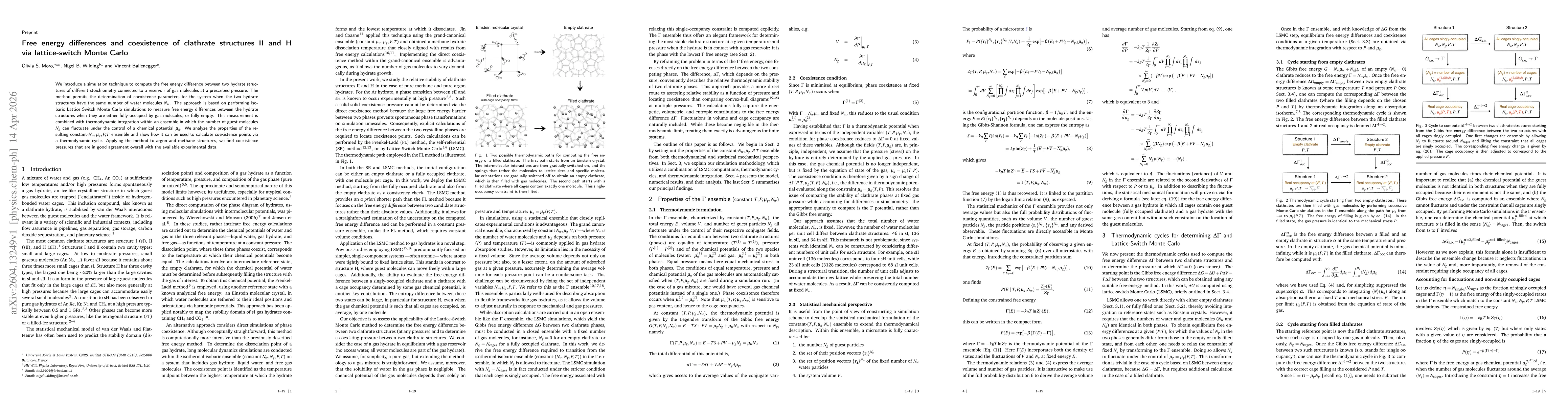 Thumbnail for Free energy differences and coexistence of clathrate structures II and H via lattice-switch Monte Carlo