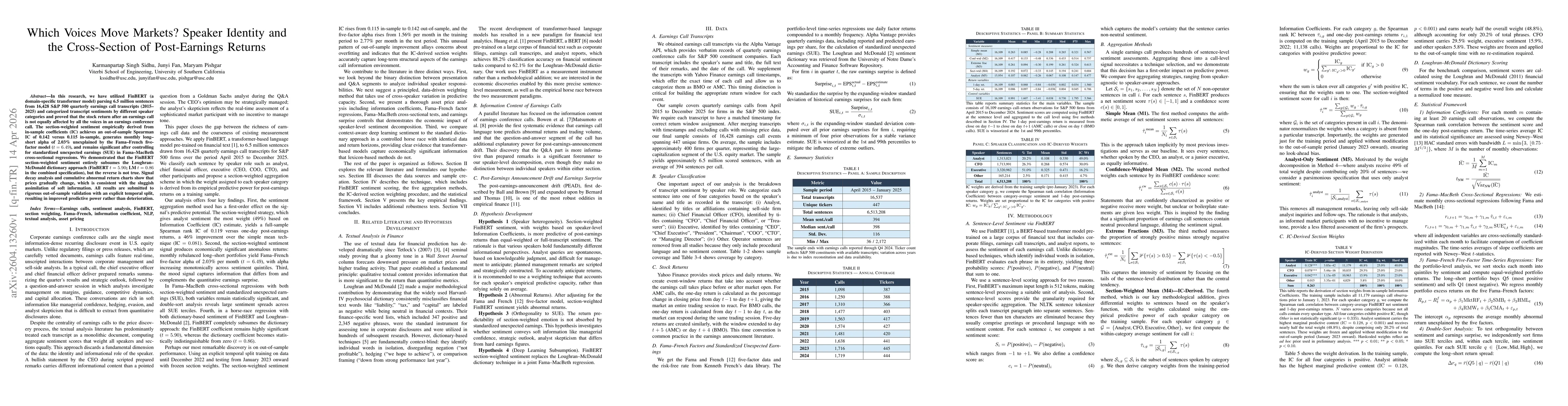 Thumbnail for Which Voices Move Markets? Speaker Identity and the Cross-Section of Post-Earnings Returns