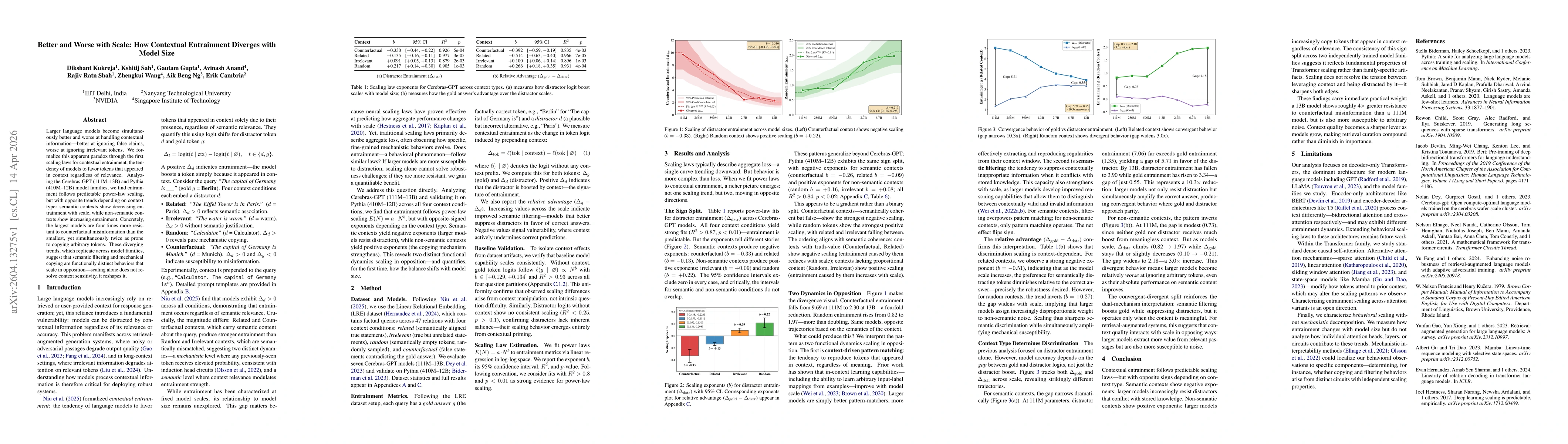 Thumbnail for Better and Worse with Scale: How Contextual Entrainment Diverges with Model Size