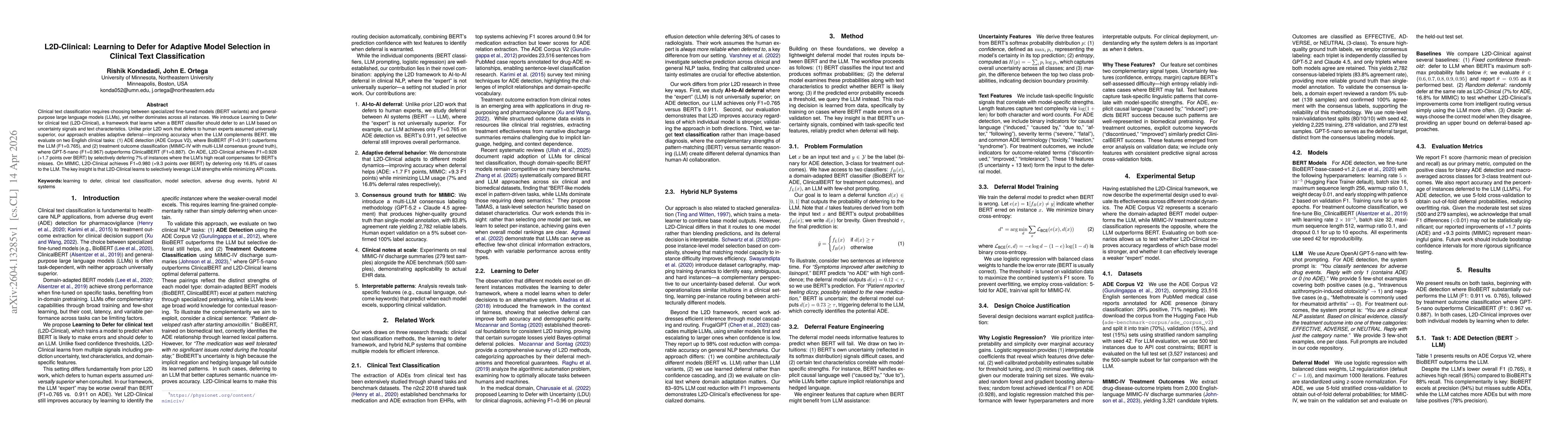 Thumbnail for L2D-Clinical: Learning to Defer for Adaptive Model Selection in Clinical Text Classification