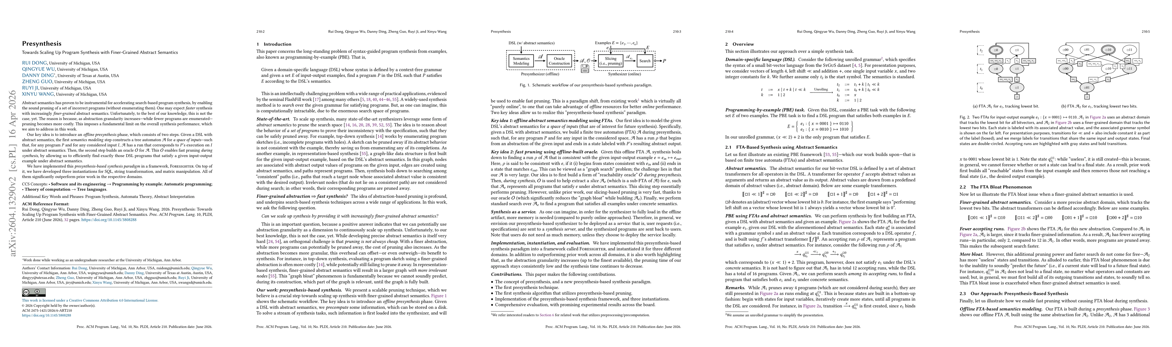 Thumbnail for Presynthesis: Towards Scaling Up Program Synthesis with Finer-Grained Abstract Semantics