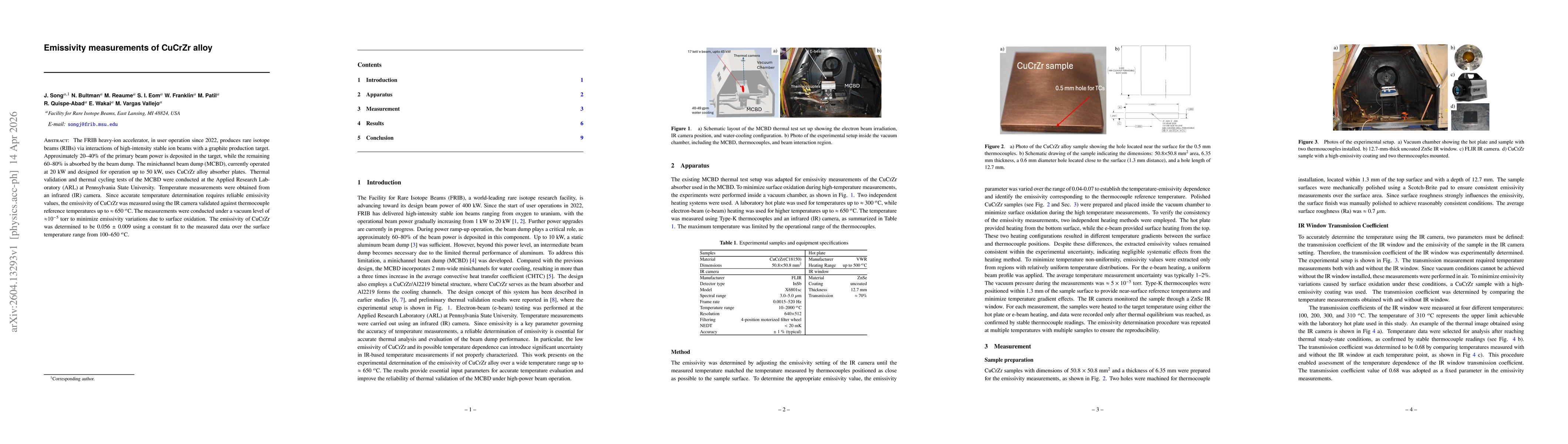 Thumbnail for Emissivity measurements of CuCrZr alloy