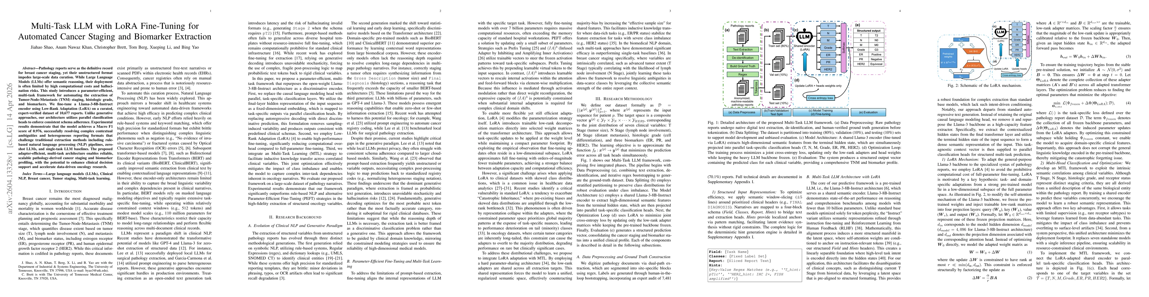 Thumbnail for Multi-Task LLM with LoRA Fine-Tuning for Automated Cancer Staging and Biomarker Extraction