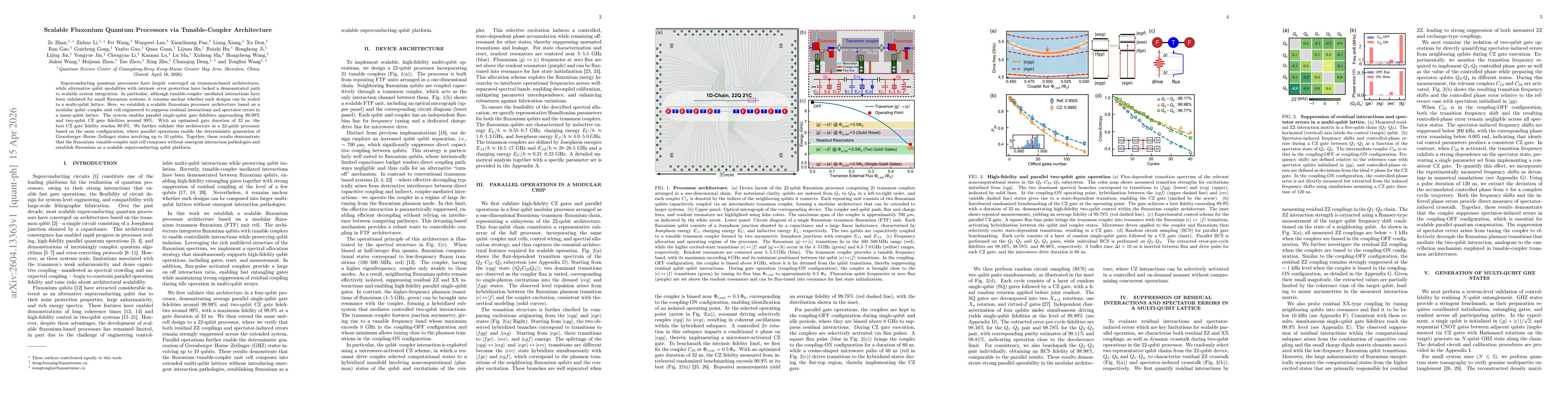 Thumbnail for Scalable Fluxonium Quantum Processors via Tunable-Coupler Architecture