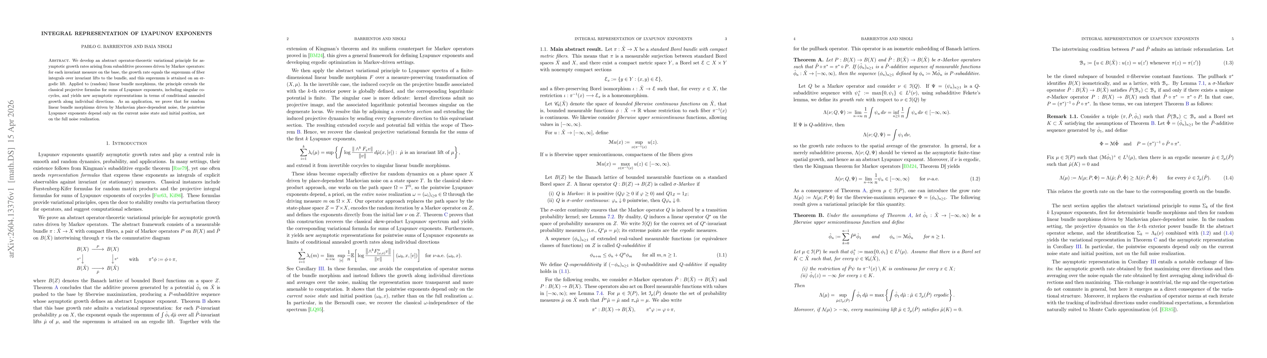 Thumbnail for Integral representation of Lyapunov exponents