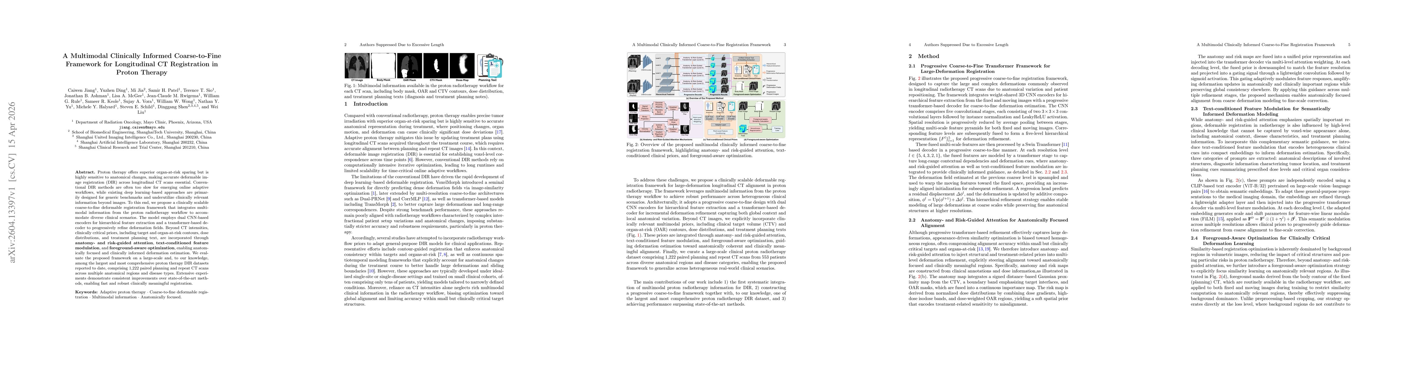Thumbnail for A Multimodal Clinically Informed Coarse-to-Fine Framework for Longitudinal CT Registration in Proton Therapy