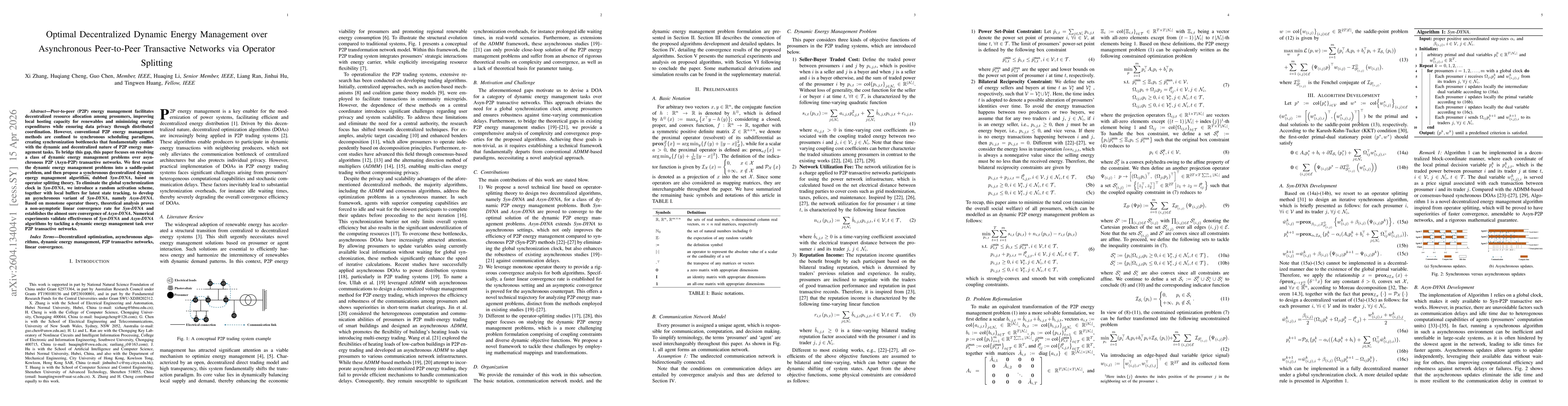 Thumbnail for Optimal Decentralized Dynamic Energy Management over Asynchronous Peer-to-Peer Transactive Networks via Operator Splitting