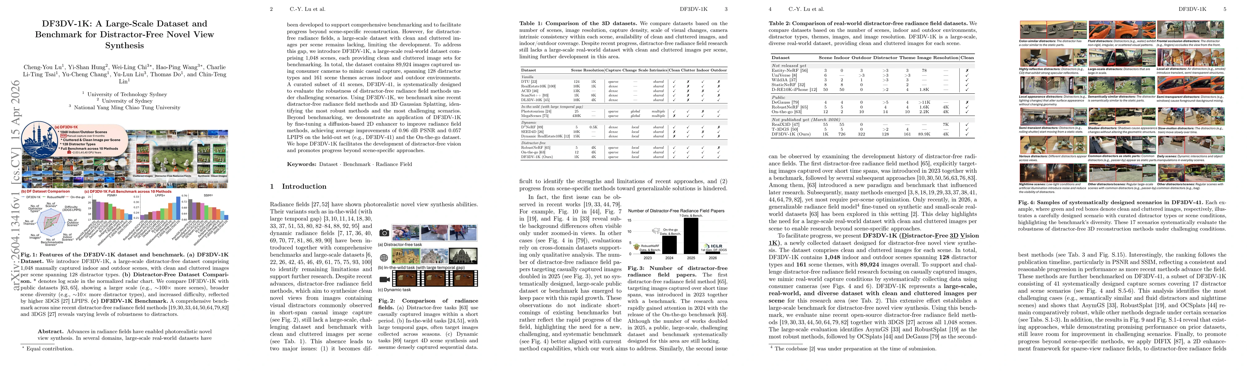 Thumbnail for DF3DV-1K: A Large-Scale Dataset and Benchmark for Distractor-Free Novel View Synthesis