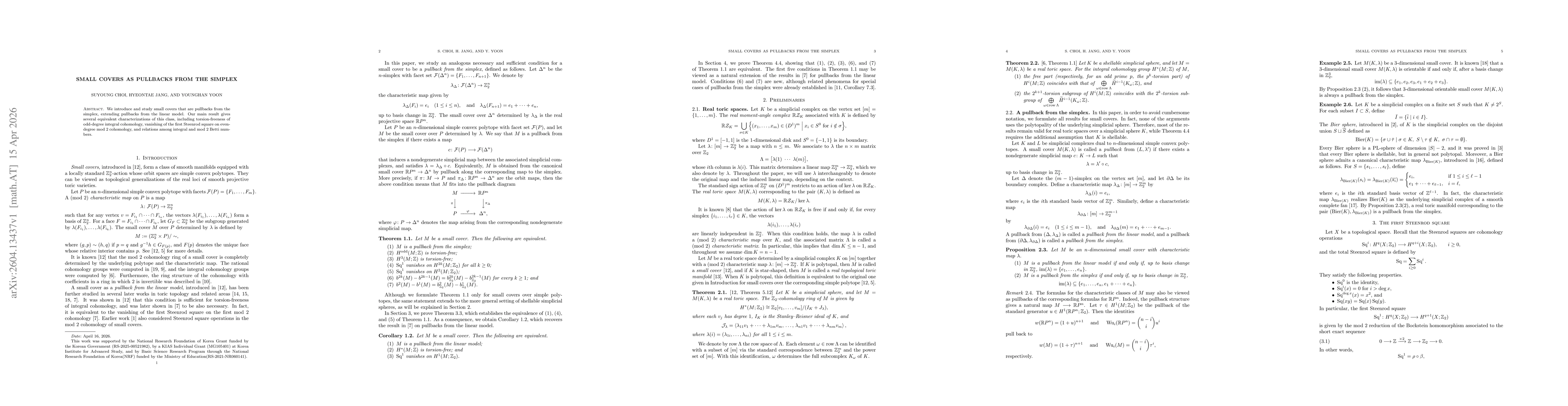Thumbnail for Small covers as pullbacks from the simplex