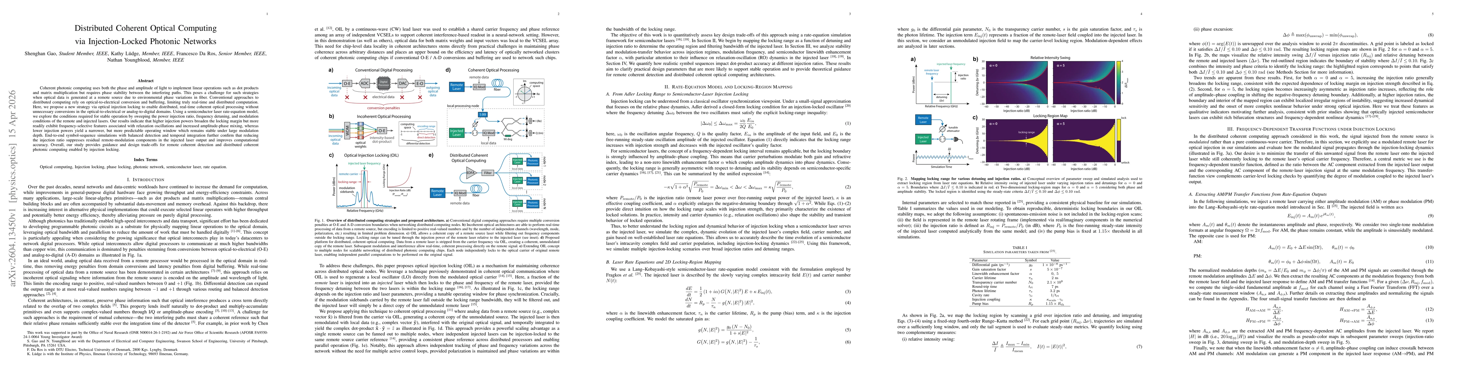 Thumbnail for Distributed Coherent Optical Computing via Injection-Locked Photonic Networks