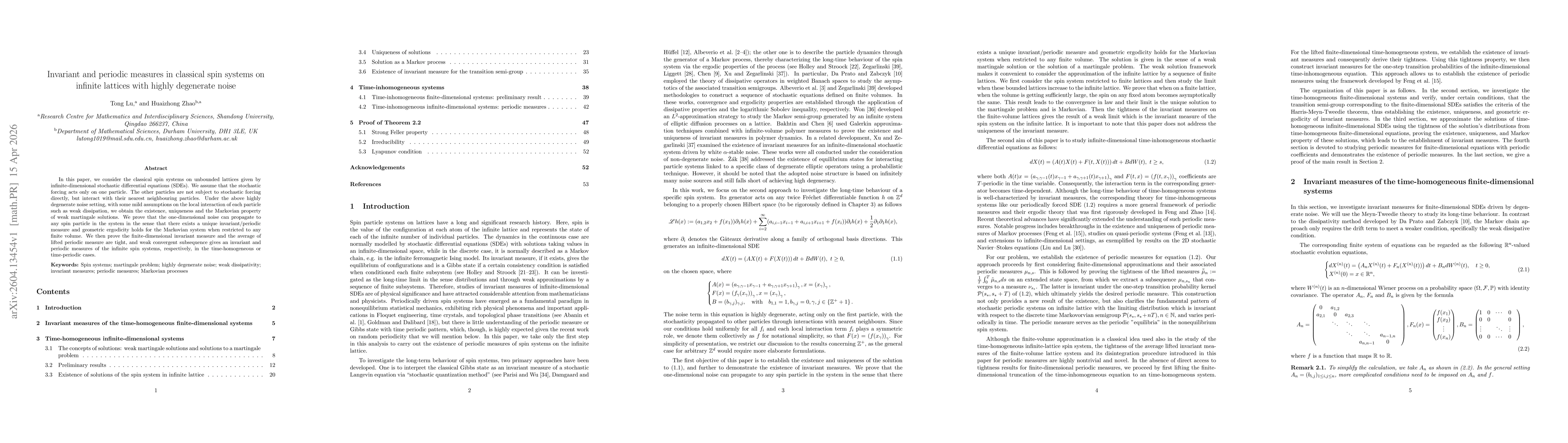 Thumbnail for Invariant and periodic measures in classical spin systems on infinite lattices with highly degenerate noise
