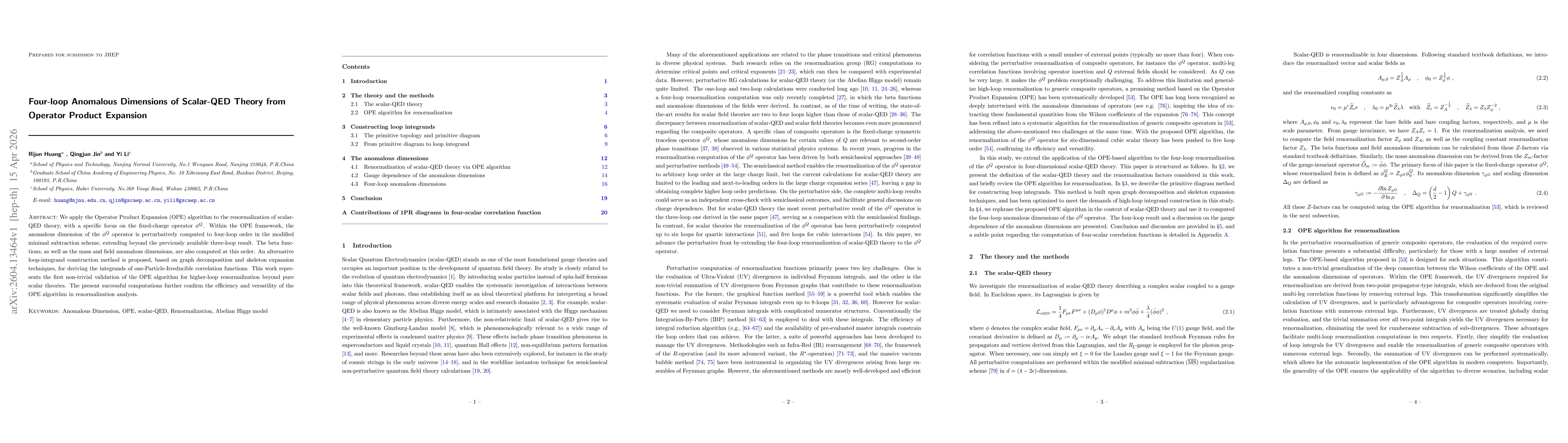 Thumbnail for Four-loop Anomalous Dimensions of Scalar-QED Theory from Operator Product Expansion