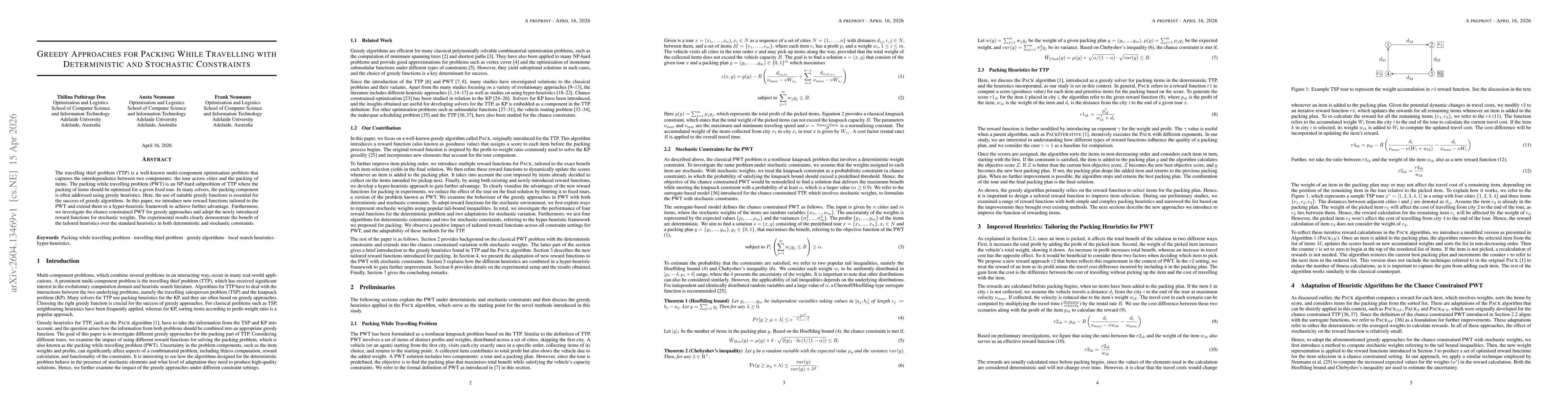 Thumbnail for Greedy Approaches for Packing While Travelling with Deterministic and Stochastic Constraints