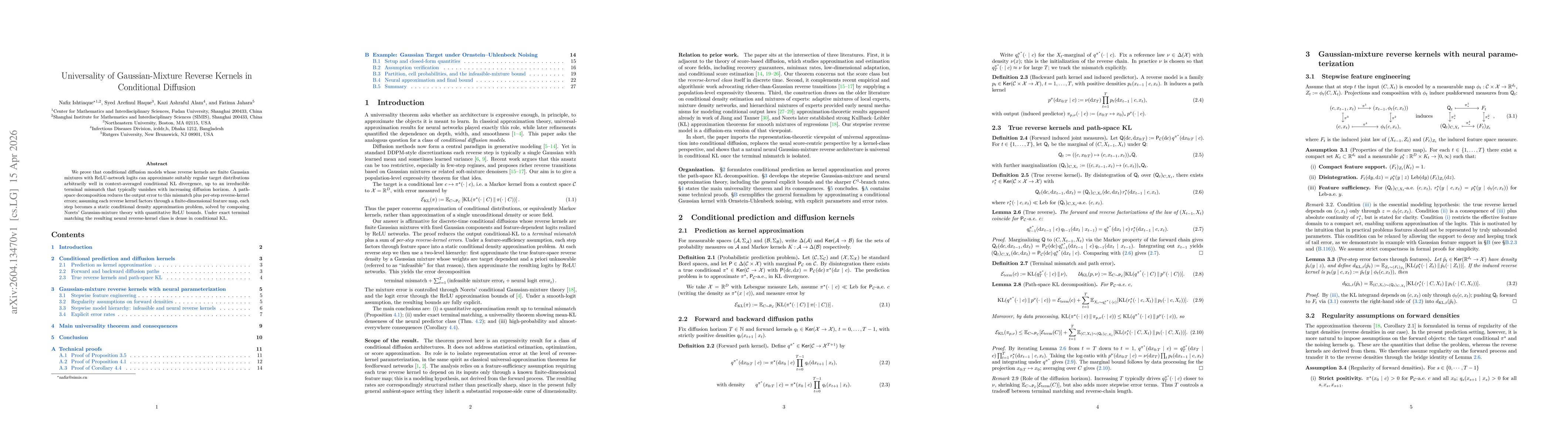 Thumbnail for Universality of Gaussian-Mixture Reverse Kernels in Conditional Diffusion
