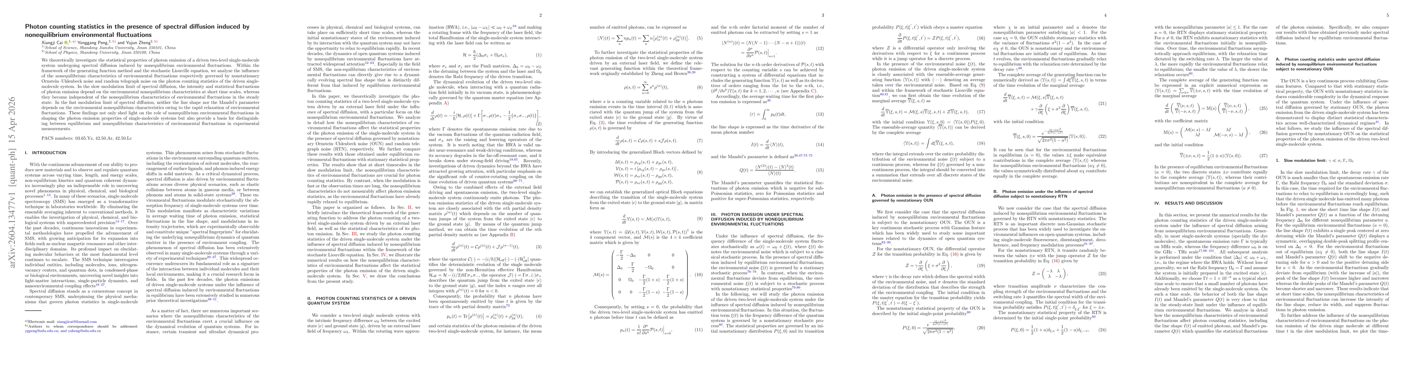 Thumbnail for Photon counting statistics in the presence of spectral diffusion induced by nonequilibrium environmental fluctuations
