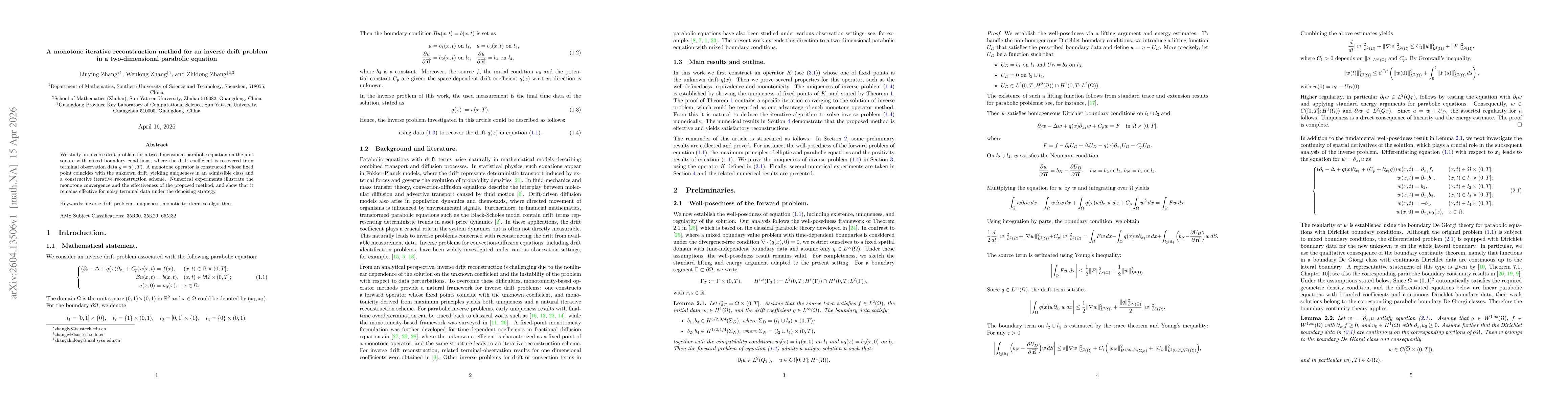 Thumbnail for A monotone iterative reconstruction method for an inverse drift problem in a two-dimensional parabolic equation