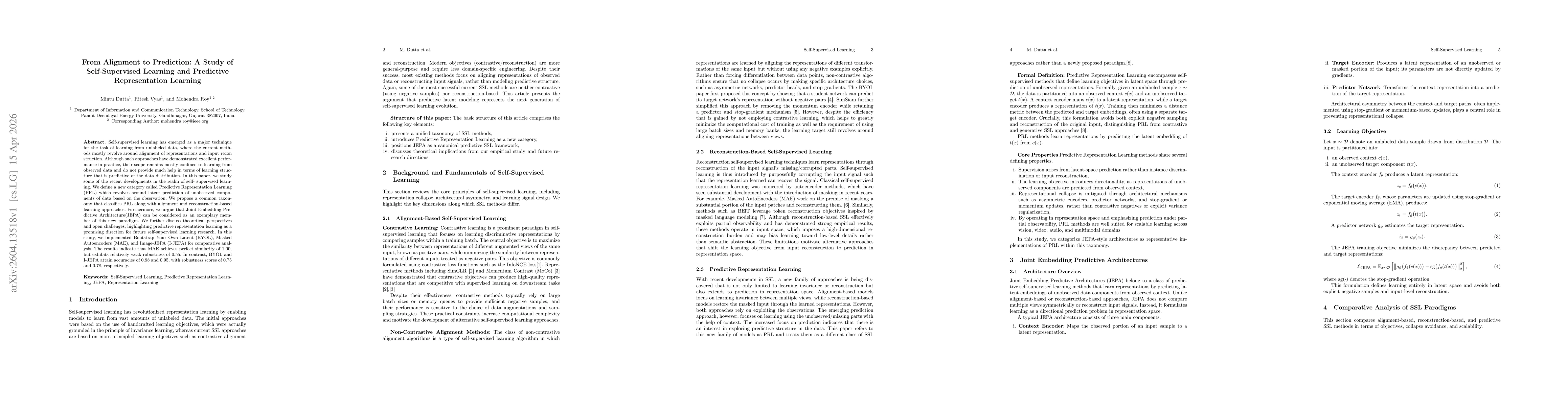 Thumbnail for From Alignment to Prediction: A Study of Self-Supervised Learning and Predictive Representation Learning