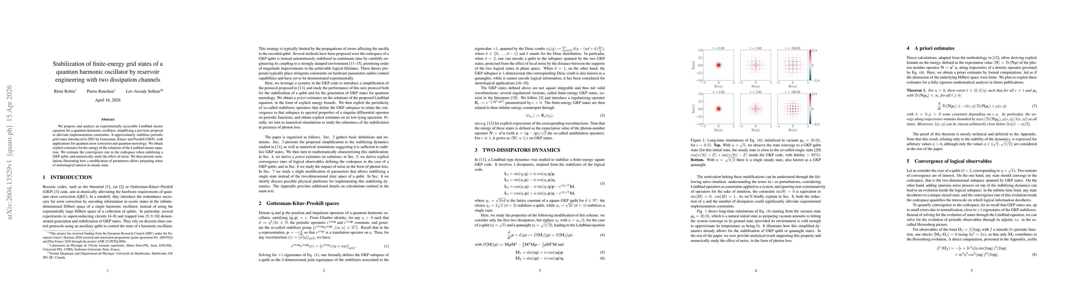 Thumbnail for Stabilization of finite-energy grid states of a quantum harmonic oscillator by reservoir engineering with two dissipation channels