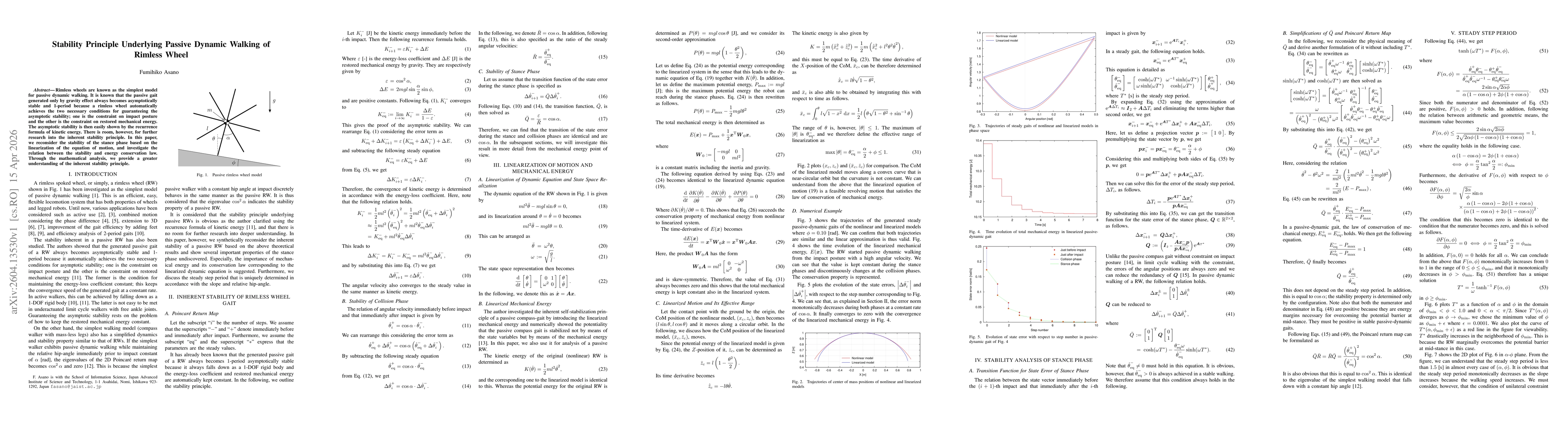 Thumbnail for Stability Principle Underlying Passive Dynamic Walking of Rimless Wheel