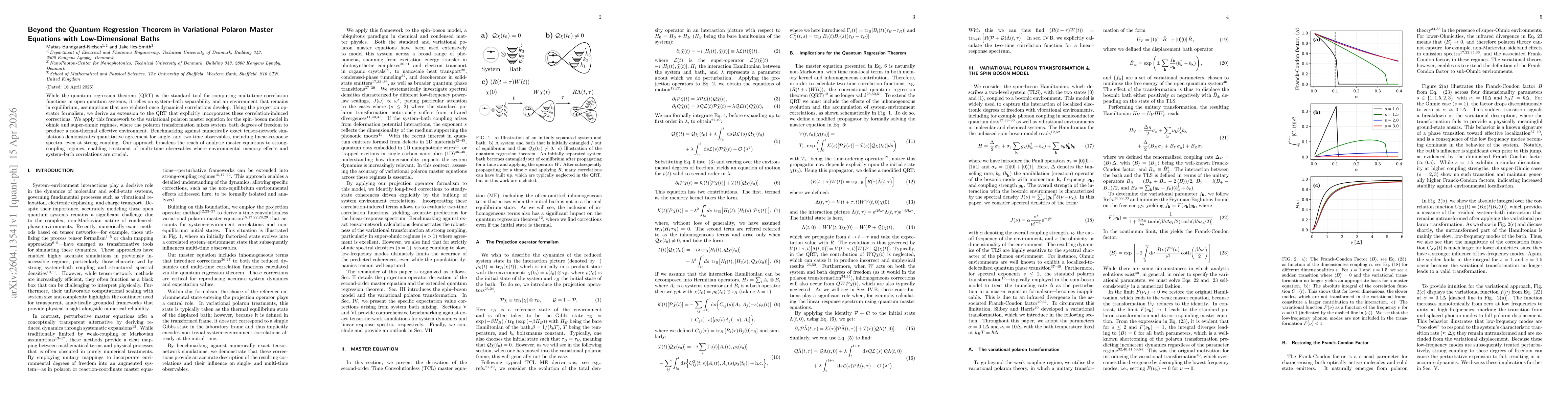 Thumbnail for Beyond the Quantum Regression Theorem in Variational Polaron Master Equations with Low-Dimensional Baths