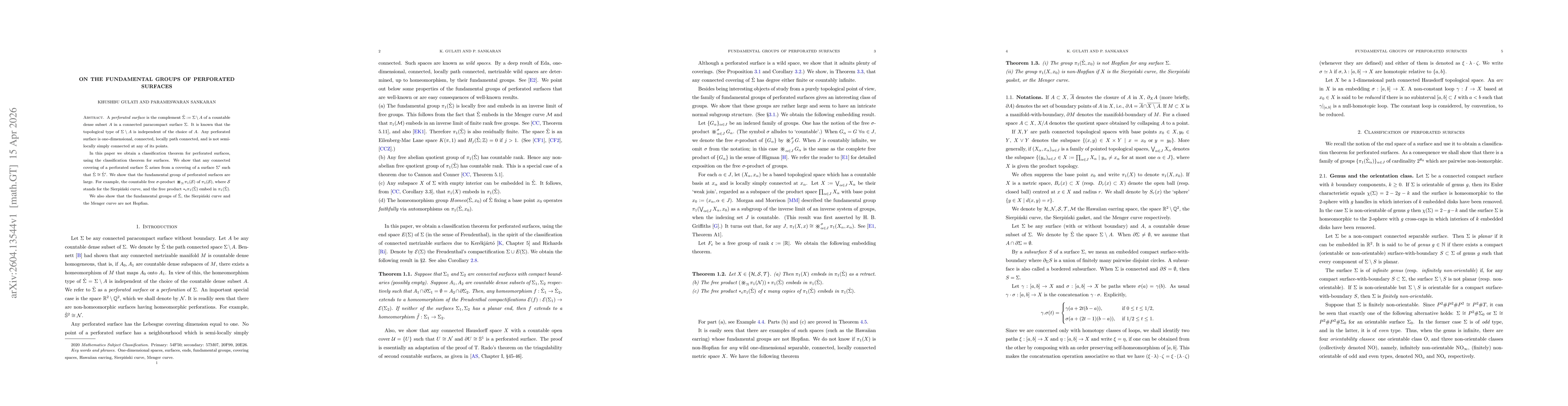Thumbnail for On the fundamental groups of perforated surfaces