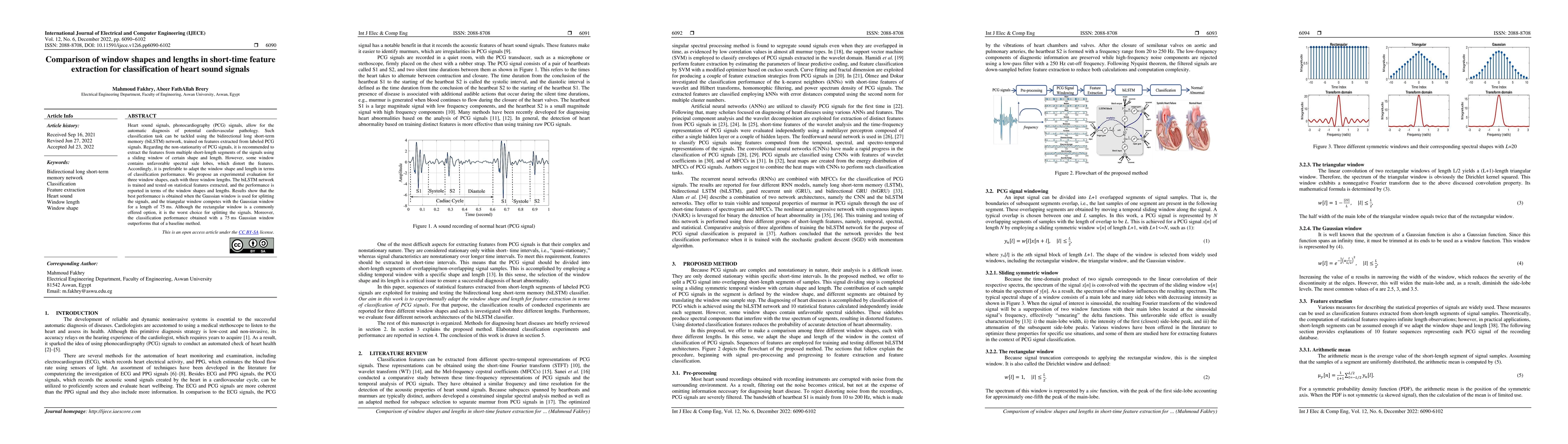 Thumbnail for Comparison of window shapes and lengths in short-time feature extraction for classification of heart sound signals