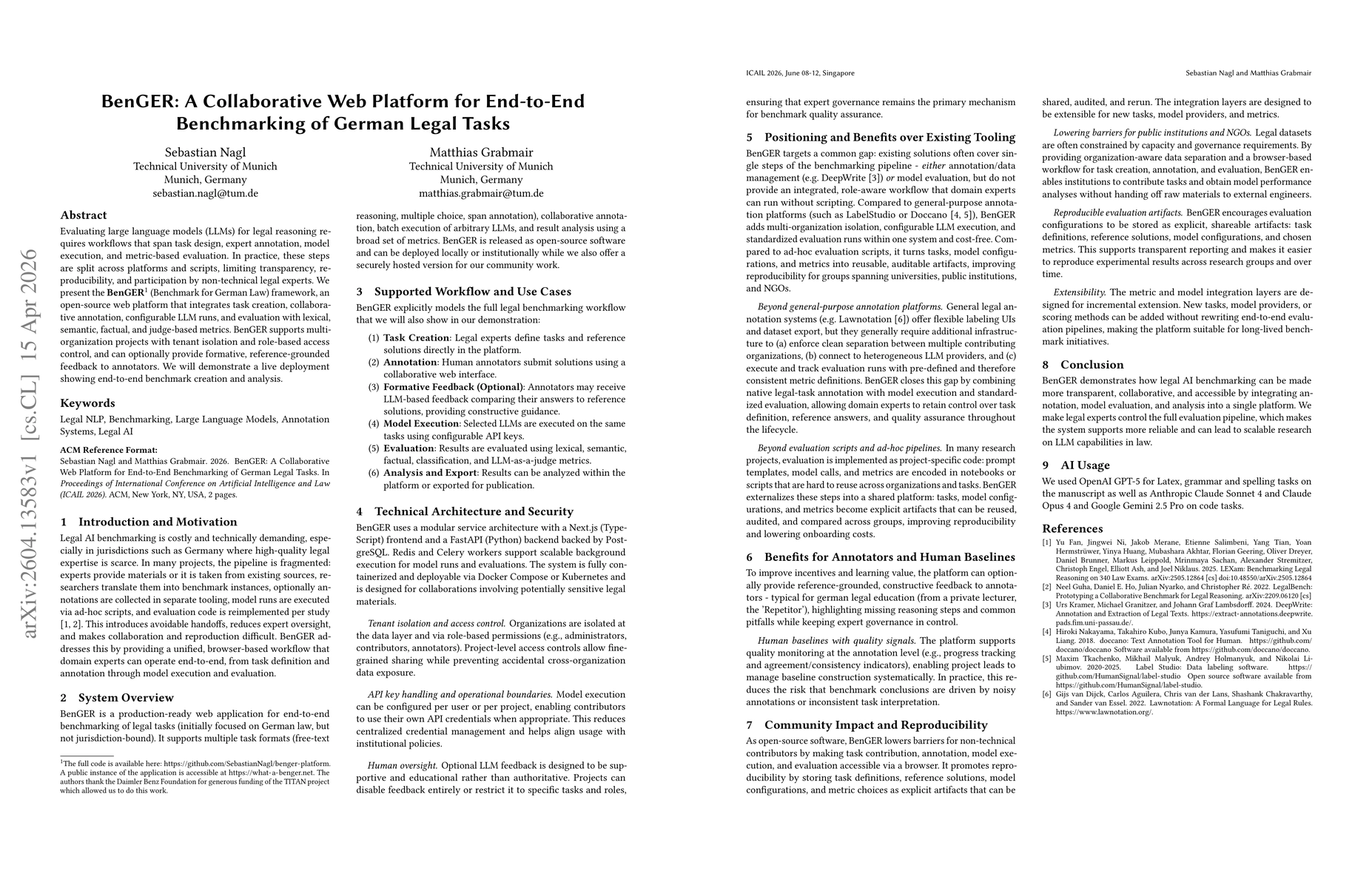 Thumbnail for BenGER: A Collaborative Web Platform for End-to-End Benchmarking of German Legal Tasks