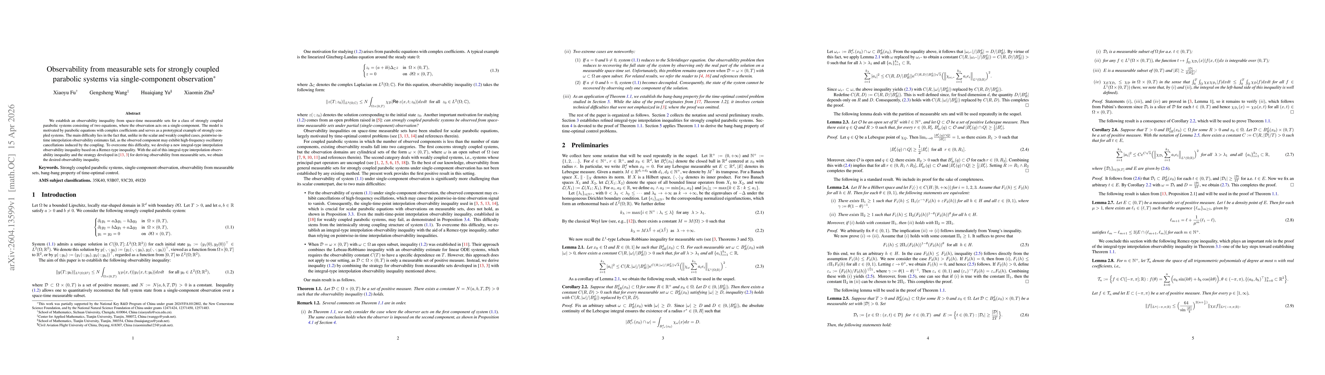 Thumbnail for Observability from measurable sets for strongly coupled parabolic systems via single-component observation